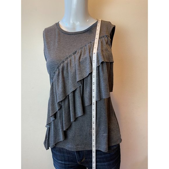 J. Crew Women Drapey Ruffle Tank Top EC4V6JA Sleeveless Round Neck Gray SZ Small - Picture 5 of 8